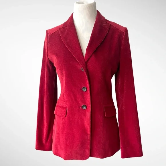 BERNARD ZINS PARIS RED CORDUROY ZAKINA JACKET SIZE 6